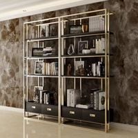 Regał złoty ze stali nierdzewnej Anew Black Premium 180x35x120