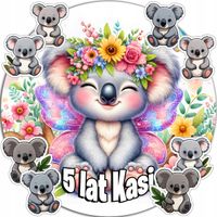 OPŁATEK NA TORT 20CM - ZWIERZĘTA KOALA URODZINOWA + IMIĘ 15CM 18CM