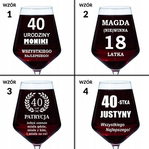 KIELISZEK DO WINA Z GRAWEREM prezent dla przyjaciółki żony urodziny 18-99 na Arena.pl