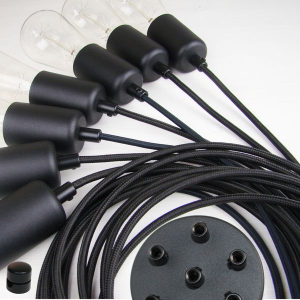 Lampa Wisząca Pająk 7 Czarna Mat E27 zdjęcie 2