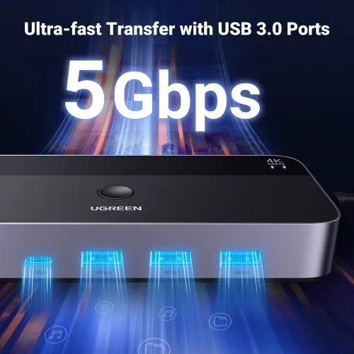 przełącznik kvm ugreen cm664 hdmi switch 2w1 - czarny na Arena.pl