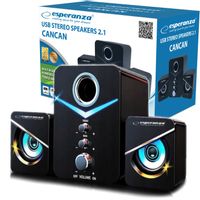 MOCNE GŁOŚNIKI KOMPUTEROWE 2.1 PODŚWIETLANE LED DO KOMPUTERA USB ZESTAW PC