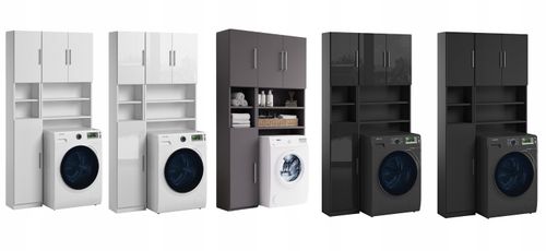 Zestaw Łazienkowy Słupek Regał Nad Pralkę Ariel Melody Biały Mat na Arena.pl