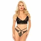 leg avenue sweetheart koronkowy zestaw braletka + stringi m/l czarny