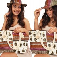 ZESTAW KAPELUSZ DAMSKI BUCKET LETNI PLAŻOWY TORBA TOREBKA PLAŻOWA DUŻA KOL