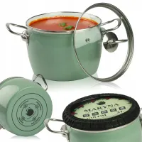 GARNEK TRADYCYJNY EMALIOWANY 3L ZIELONY BARYŁKA Z POKRYWKĄ GAZ INDUKCJA