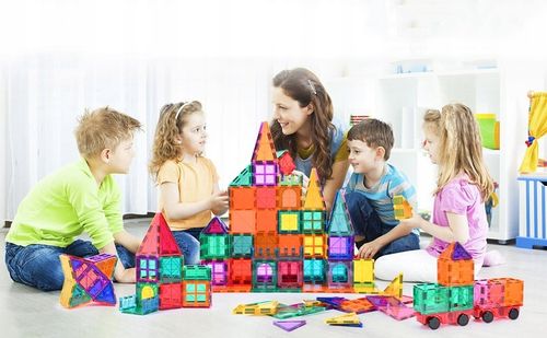 KLOCKI MAGNETYCZNE DLA DZIECKA 2D 3D EDUKACYJNE DUŻE MAGNETIC TILES 100EL na Arena.pl