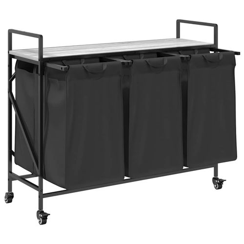 Kosz na pranie 3 przegrody z kółkami, szary dąb sonoma na Arena.pl