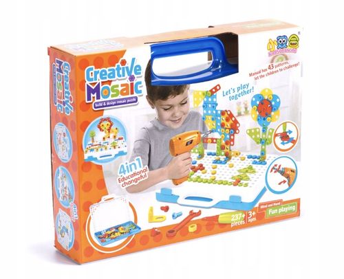 ZABAWKA KLOCKI KONSTRUKCYJNE W WALIZCE 237EL. ZESTAW DIY WKRĘTARKA EDUKACJA na Arena.pl