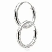 DELIKATNE DIAMENTOWANE SREBRNE KOLCZYKI KOŁA KÓŁKA KÓŁECZKA 1CM ZE WZOREM