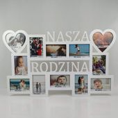 Multirama ramka na zdjęcia z napisem Nasza Rodzina 12 zdjęć serca prezent