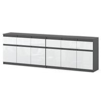 Komoda 240cm Szafka 6 Szuflad Pokój Salon Sypialnia Szary Mat Biały Połysk