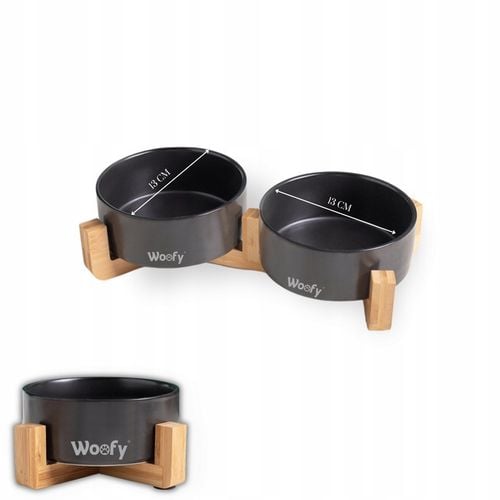 MISKA PODWÓJNA CERAMICZNA NA STOJAKU DLA PSA KOTA MISKI WOOFY 2x 400ml na Arena.pl