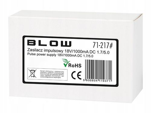 ZASILACZ IMPULSOWY 18V 1A 1,7 / 5,0 DC 1000mA (+) KABEL 110CM na Arena.pl