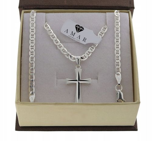 SREBRNY PEŁNY ŁAŃCUSZEK DAMSKI GUCCI Z KRZYŻYKIEM PR. 925 + GRAWER GRATIS na Arena.pl