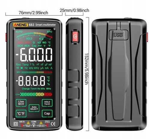 Multimetr cyfrowy ANENG 683 AC/DC 6000 zliczeń na Arena.pl