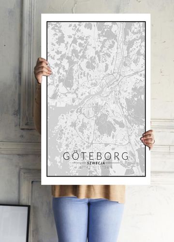 Goteborg mapa czarno biała - plakat 70x100 cm na Arena.pl