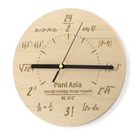 DREWNIANY ZEGAR z GRAWEREM na PREZENT dla NAUCZYCIELA MATEMATYKI