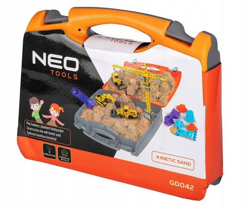 PIASEK KINETYCZNY PLAC BUDOWY ZESTAW W WALIZCE DŹWIG KOPARKA WALEC ZABAWKA na Arena.pl