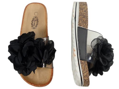 Czarne klapki na korku z kokardą buty damskie 36 na Arena.pl