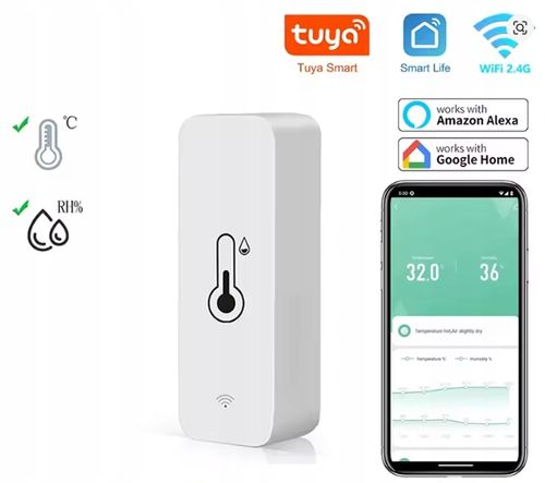 Czujnik temperatury i wilgotności WIFI TUYA SMART LIFE bezprzewodowy na Arena.pl