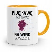 Kubek Żółty Śmieszny Zabawny Piję Kawę Prezent Z Nadrukiem Ze Zdjęciem
