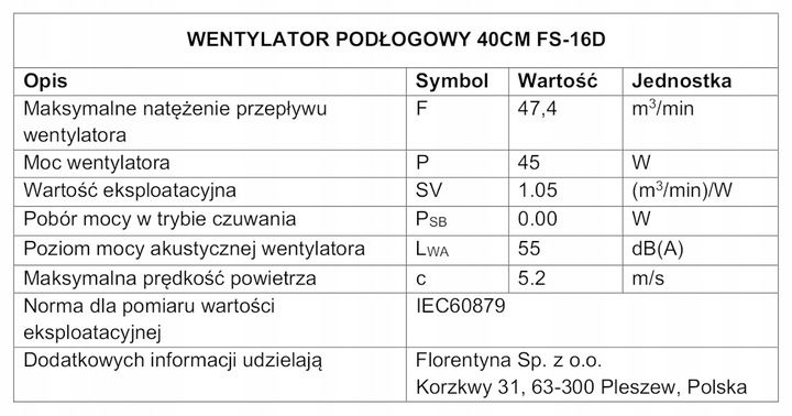 WENTYLATOR podłogowy biały Botti Stellar 40cm zdjęcie 9