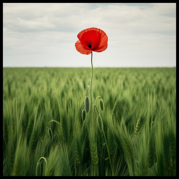 Plakat 60x60cm Samotny Mak na Polu zdjęcie 2