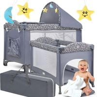 ŁÓŻECZKO TURYSTYCZNE Z KOŁAMI SKŁADANE Z DASZKIEM MATERAC KOJEC TORBA