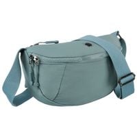 niebieska, dwukomorowa saszetka damska z poliestru zamykana