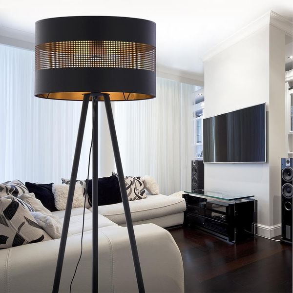 Stojąca lampa na trójnogu Tago 5053 TK Lighting ażurowa czarna złota zdjęcie 3