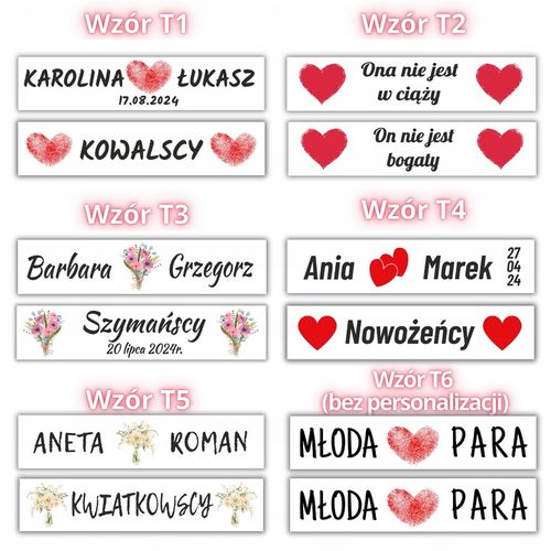 TABLICE ŚLUBNE do AUTA na WESELE OZDOBNE TABLICE do RAMEK na Arena.pl
