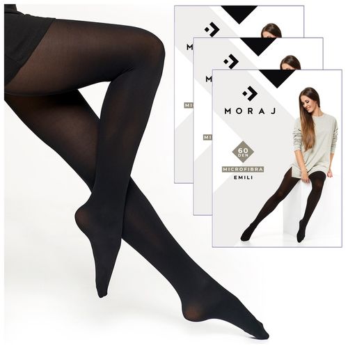 CZARNE RAJSTOPY DAMSKIE GRUBSZE 60DEN KRYJĄCE GŁADKIE CIEPŁE MORAJ R.4 3pak na Arena.pl