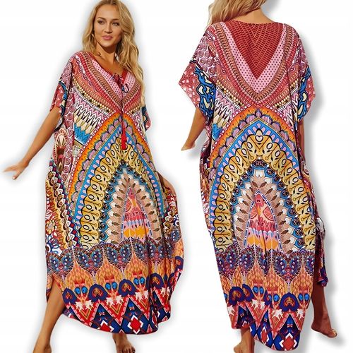 PAREO BOHO LETNIA SUKIENKA NARZUTKA TUNIKA DŁUGA PLAŻOWA plażę ZWIEWNA C3 na Arena.pl