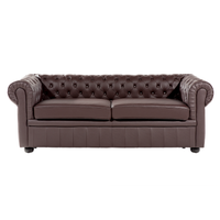 Sofa 3-osobowa skórzana brązowa CHESTERFIELD