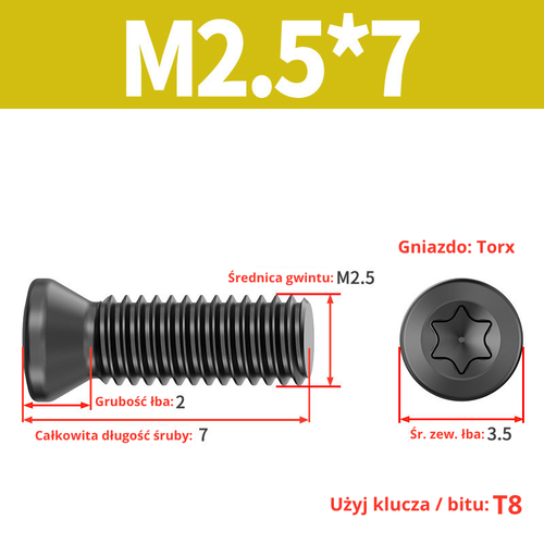 Śruba mocująca TORX Klasa 12.9 Rozmiar: M2x4 na Arena.pl
