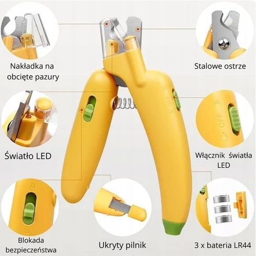 Obcinacz do pazurów dla zwierząt PSA, KOTA + światło LED + Pilnik na Arena.pl