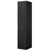 Szafa uchylna z półkami i nadstawką Napoli 1D 50 Czarna (złoty uchwyt)