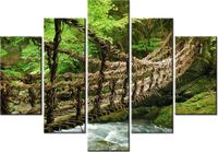 105CM 150CM OBRAZ 5 ELEM MOST LINOWO-BAMBUSOWY DRUK