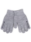 Rękawiczki chłopięce pięciopalczaste szare z logo z ABS dotykowe 18