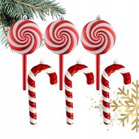 BOMBKI CHOINKOWE NIETŁUKĄCE LASKI NA CHOINKĘ ZESTAW CUKIERKI CZERWONE 6SZT