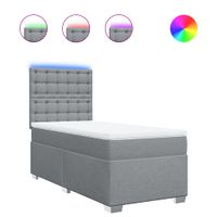 Łóżko kontynentalne z materacem, jasnoszare, tkanina, 90x200 cm