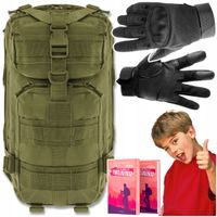 Plecak Wojskowy Sportowy 35L + Rękawice Survivalowe Ochronne r. XL