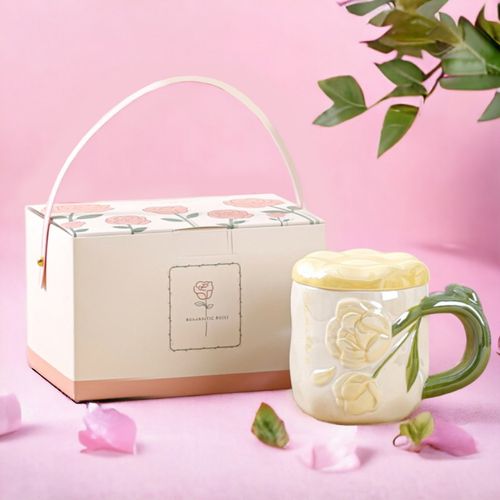 perłowy kubek z pokrywką 450 ml róże + pudełko na prezent kb02zo na Arena.pl