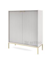 Komoda dwudrzwiowa Nova szara K-104 do salonu złoty stelaż