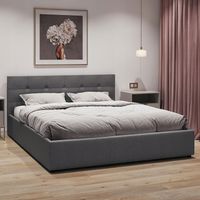 Łóżko tapicerowane 140×200 z pojemnikiem i zagłówkiem Mira szare