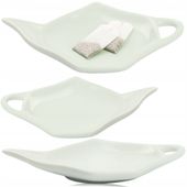 SPODEK NA TOREBKI OD HERBATY 12CM PORCELANOWY BIAŁY W KSZTAŁCIE CZAJNIKA