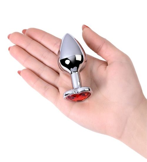 Metalowy plug z czerwonym serduszkiem zdjęcie 1