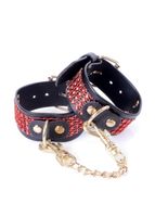 fetish b   series handcuffs with cristals 3 cm red line