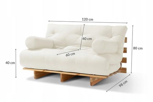 Sofa Futon Latex 120x200 cm z funkcją spania GP15 + komplet poduszek na Arena.pl
